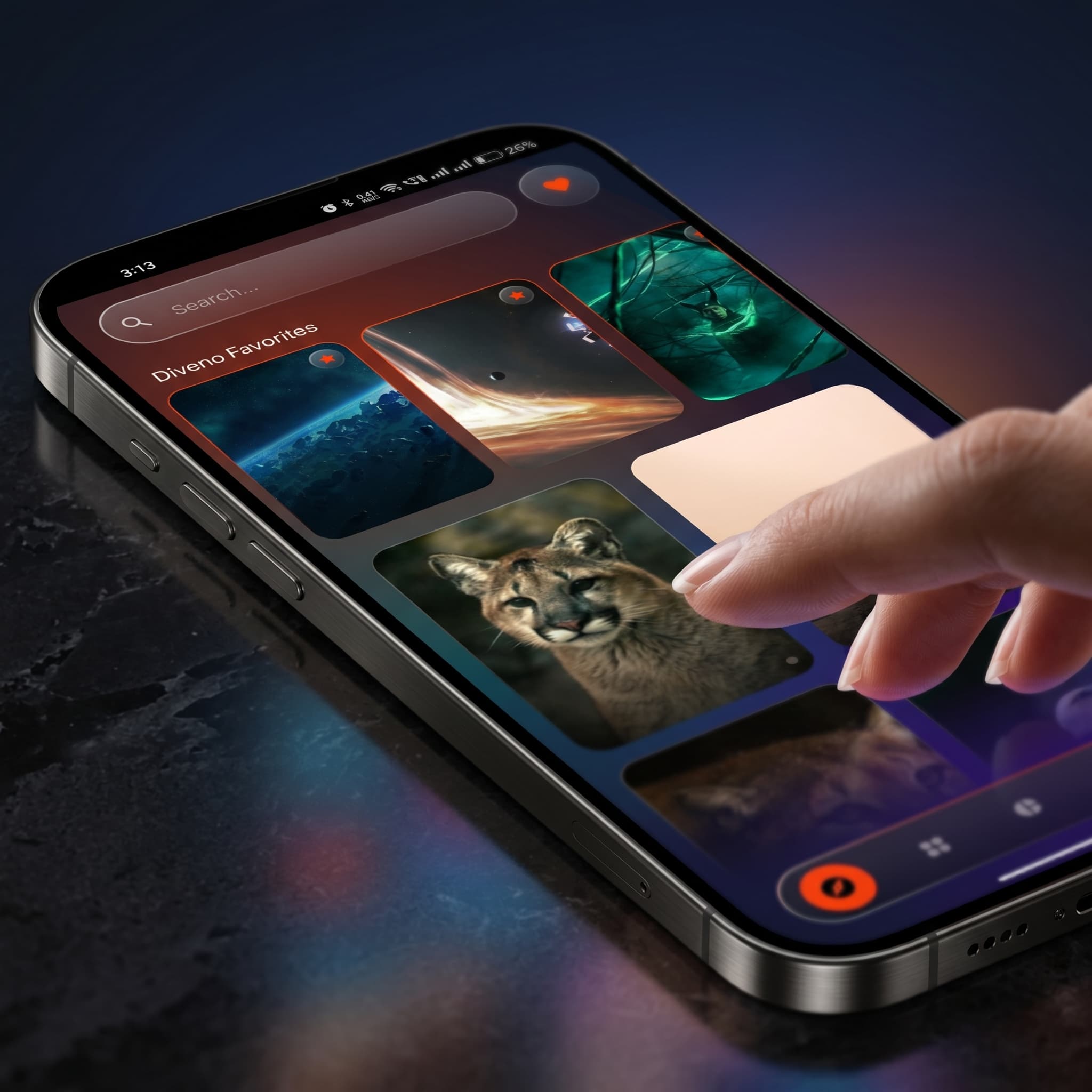 Liquid Wallpapers app browsing 4K wallpapers on a phone