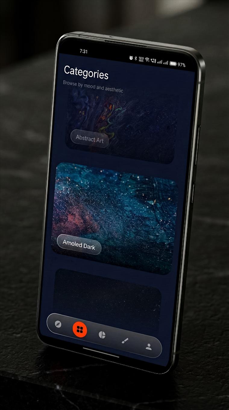Liquid Wallpapers categories screen
